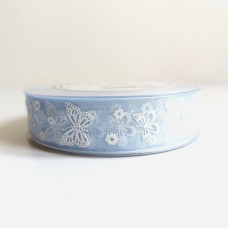 Nastro Organza con Farfalle - Celeste Nastro Organza con Farfalle - Celeste