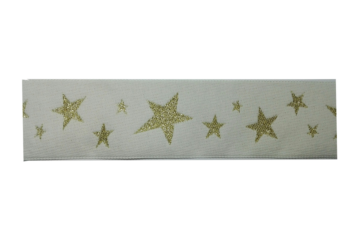 Jacquard Ribbon - Gold Stars -  Width 5 cm