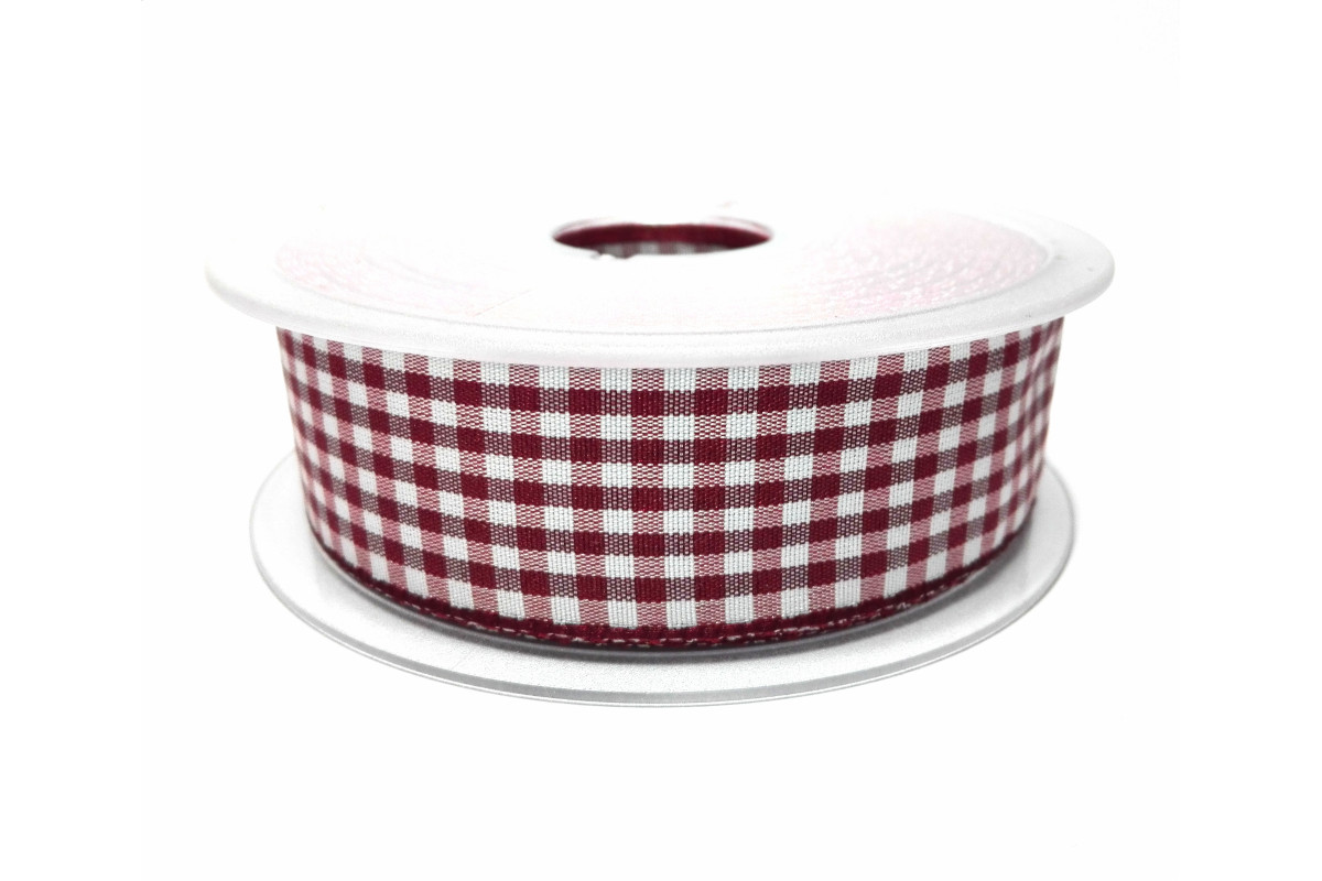 Nastro a Quadretti - Altezza 25 mm - Colore Bordeaux Nastro a Quadretti - Altezza 25 mm - Colore Bordeaux