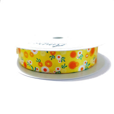 Nastro Giallo Fantasia Fiori 25 mm