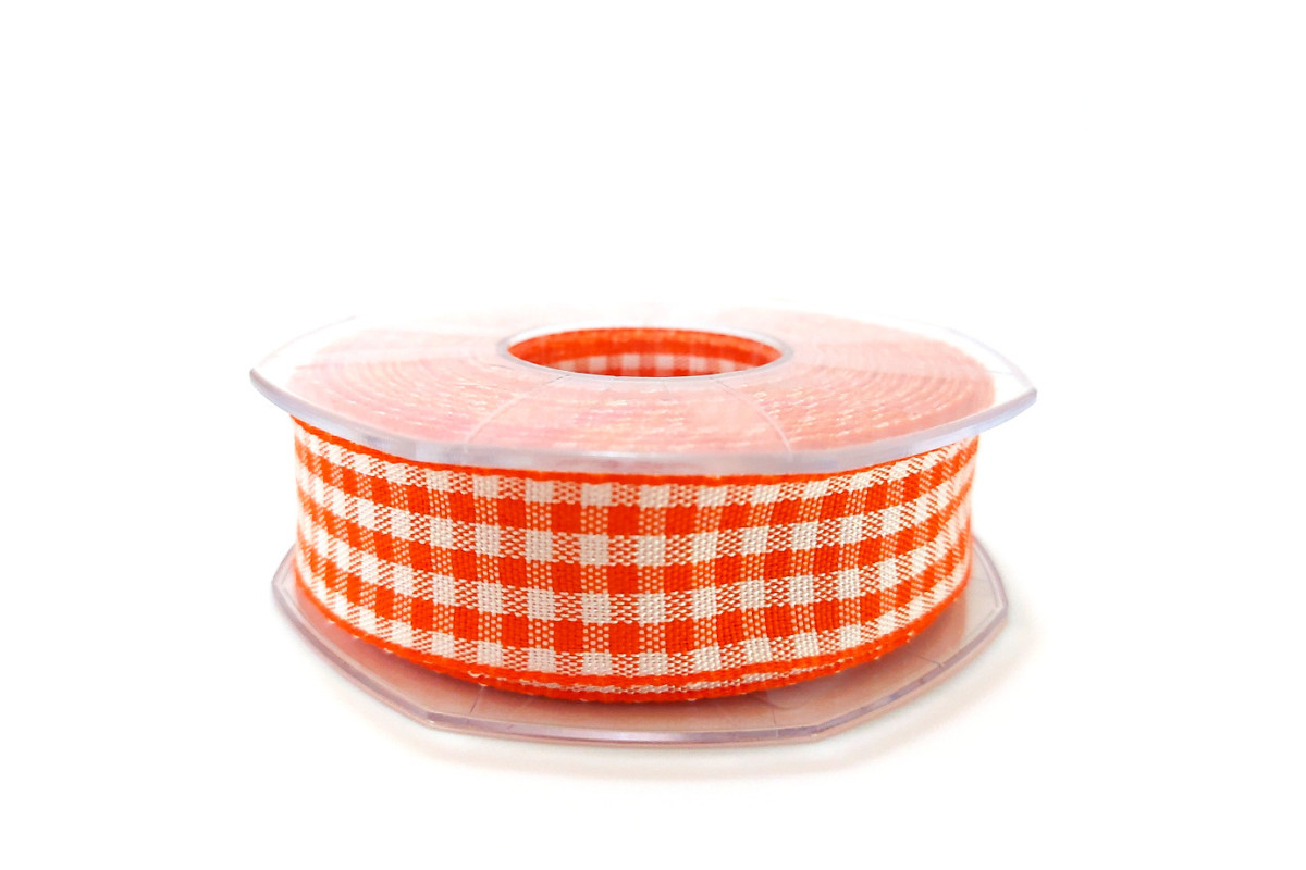 Vichy Ribbon - 25 mm Width - Color Orange Vichy Ribbon - 25 mm Width - Color Orange