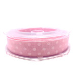 Pink Cotton Ribbon with White Dots - Size 15 mm Pink Cotton Ribbon with White Dots - Size 15 mm