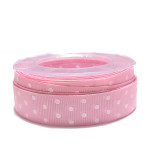 Pink Gross Grain Ribbon with White Dots - Size 20 mm Pink Gross Grain Ribbon with White Dots - Size 20 mm