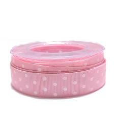 Pink Gross Grain Ribbon with White Dots - Size 20 mm Pink Gross Grain Ribbon with White Dots - Size 20 mm