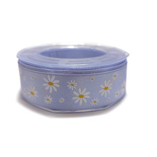 Light Lilac Satin Ribbon with Flowers 25 mm
