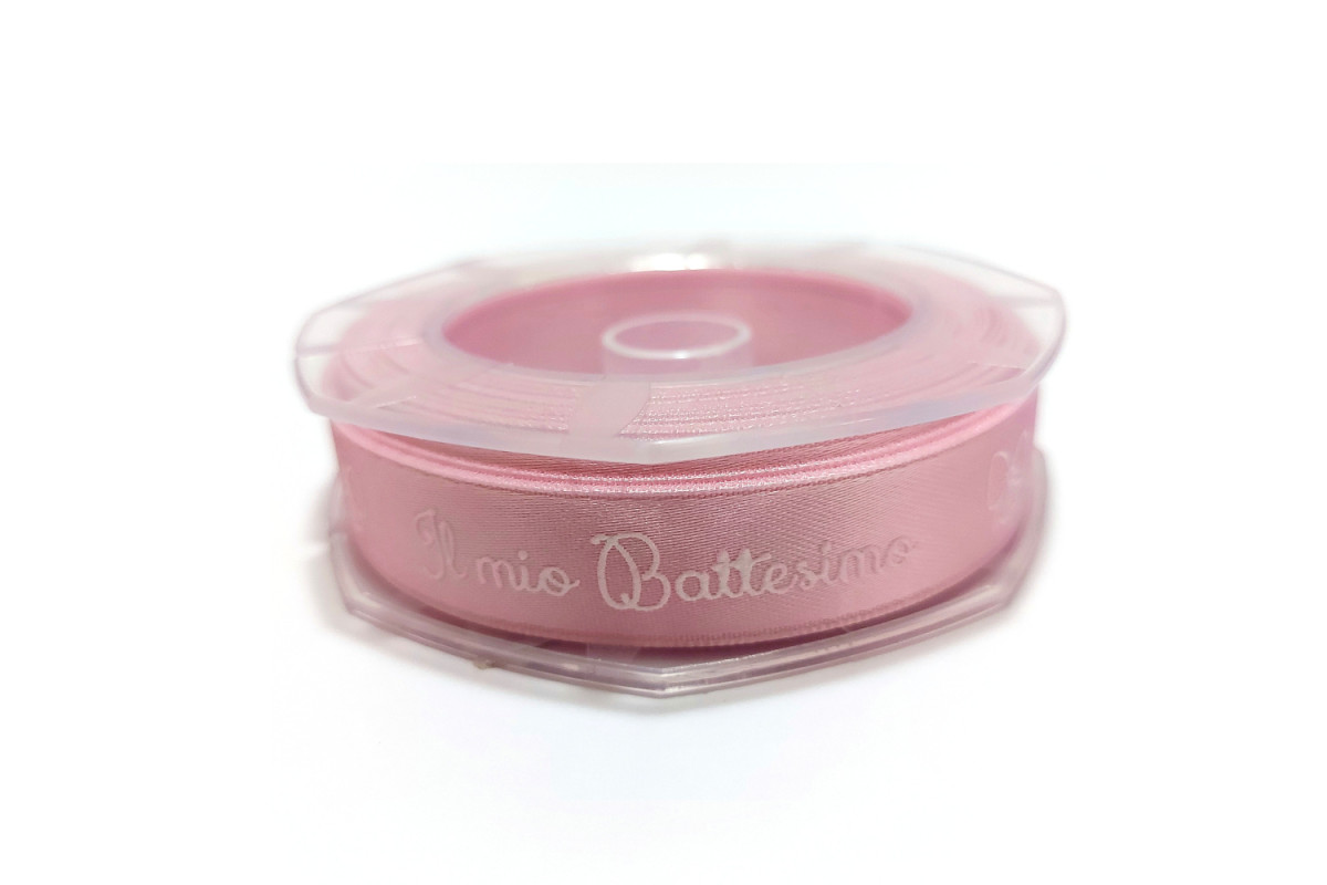 Nastro di Raso Il Mio Battesimo Rosa da 15 mm