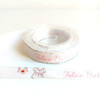 Nastro Battesimo con Vestiti Bebè - Colore Bianco e Rosa Nastro Battesimo con Vestiti Bebè - Colore Bianco e Rosa