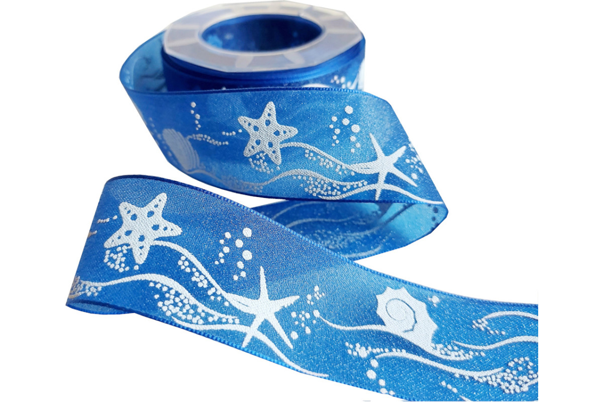 Cinta de Organza Colorada Azul Marino - 40 mm