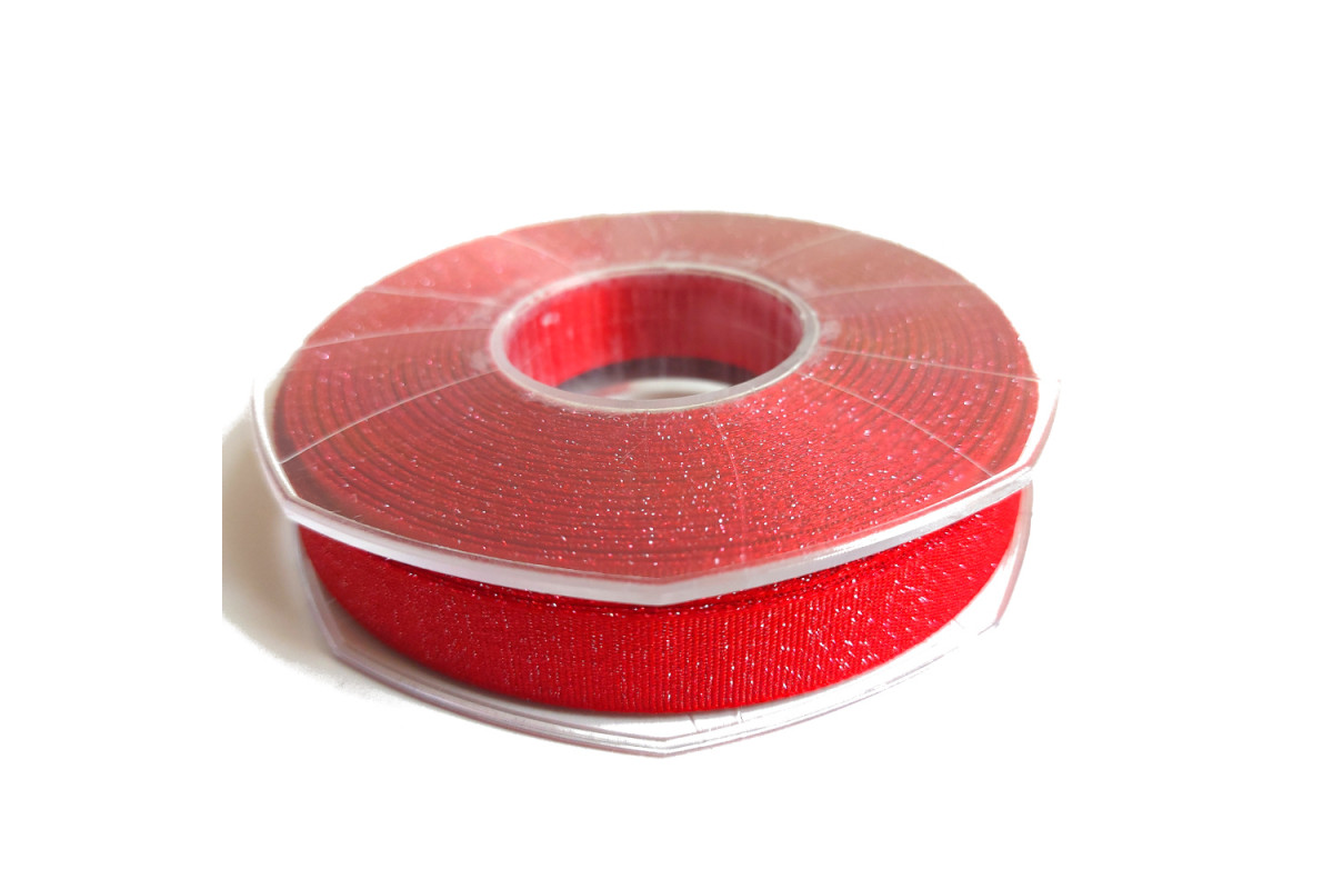 Cinta Doble Raso Lurex 16 mm - Color Rojo