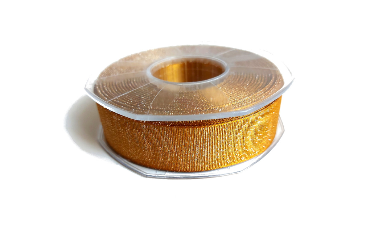 Lurex Satin Double Face Ribbon 25mm - Color Gold