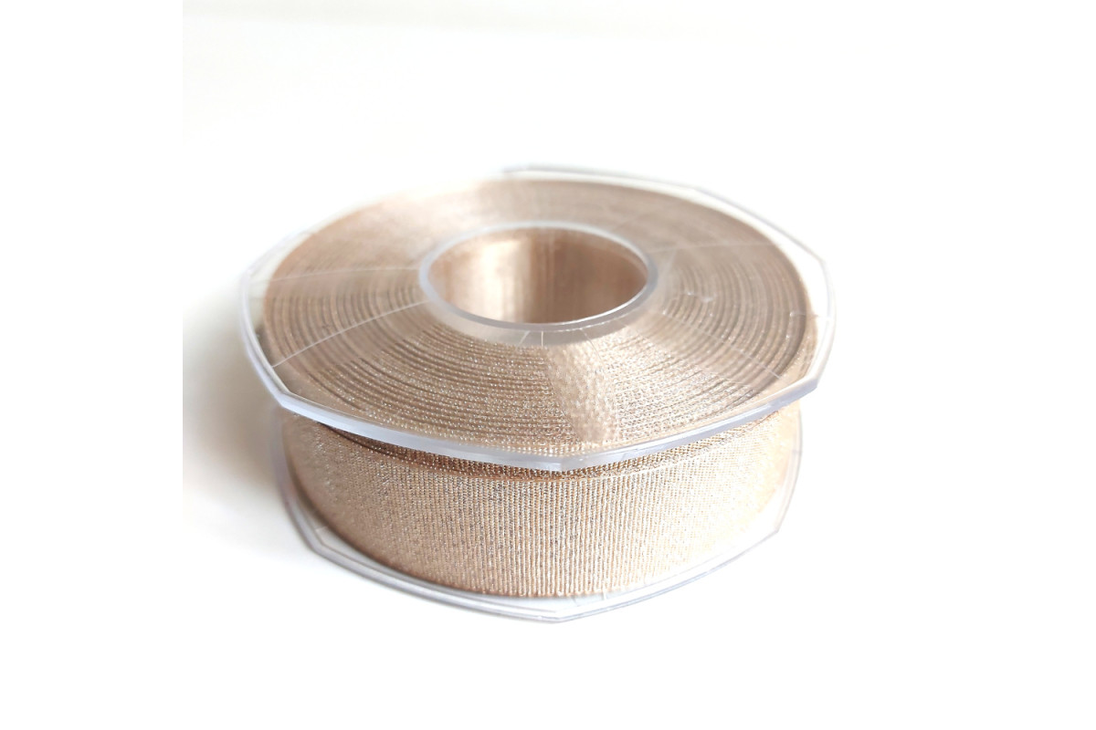 Lurex Satin Double Face Ribbon 25 mm - Color Champagne