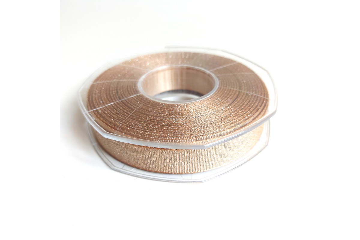 Cinta Doble Raso Lurex 16 mm - Color Champagne
