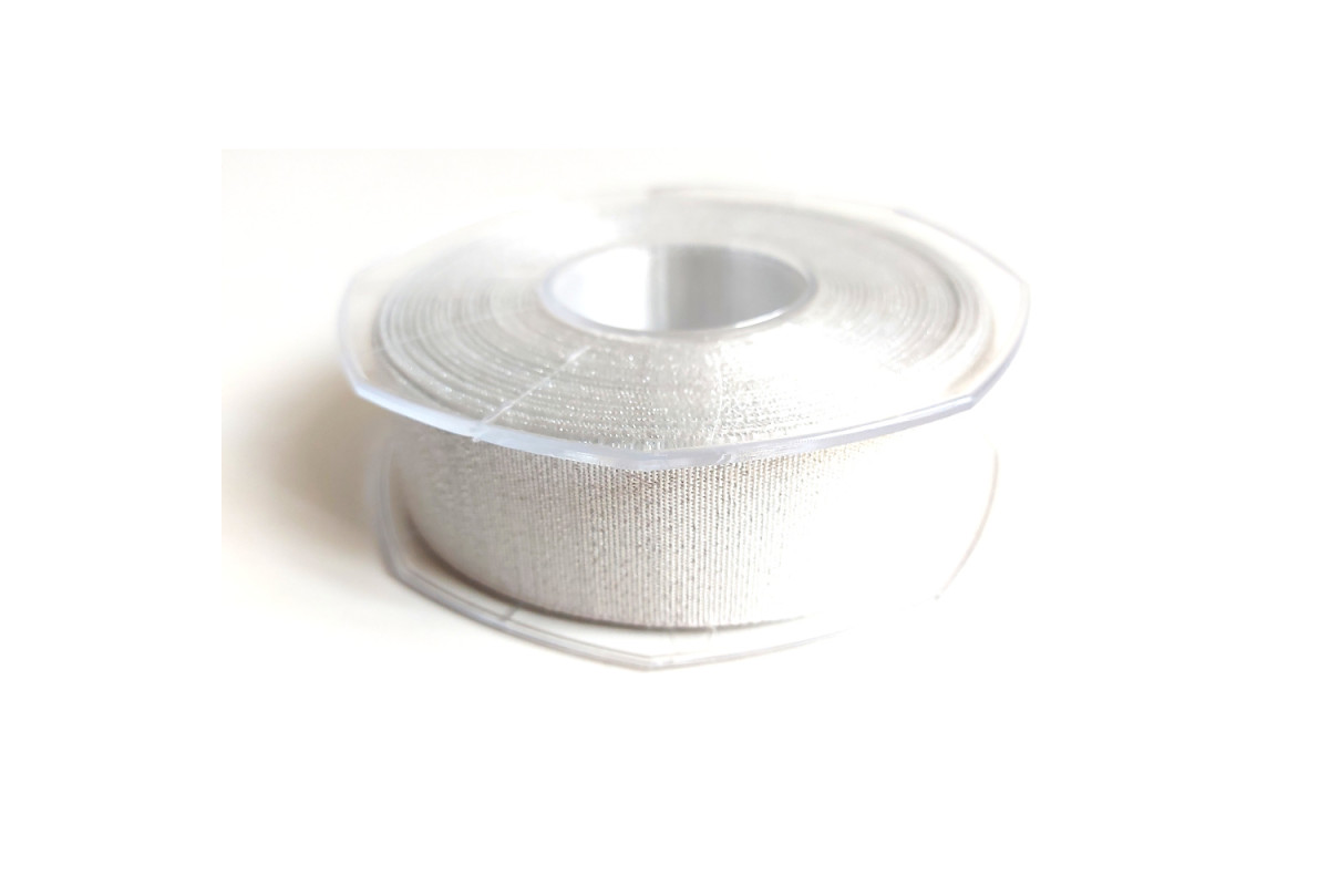 Lurex Satin Double Face Ribbon 25 mm - Color Silver