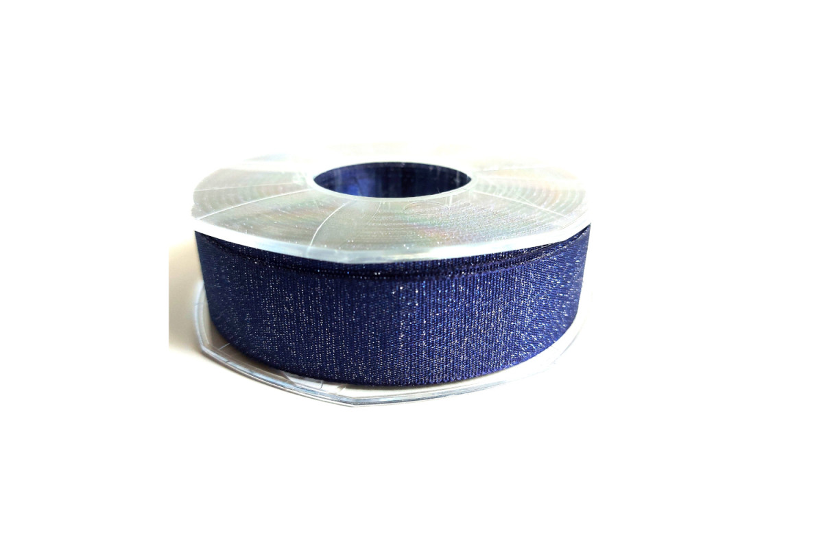 Lurex Satin Double Face Ribbon 25 mm - Color Blue