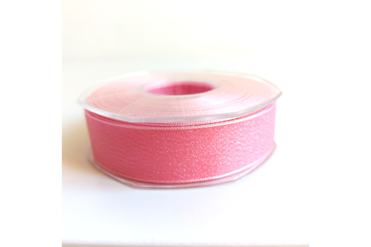 Lurex Organza Ribbon  25 mm - Color Pink