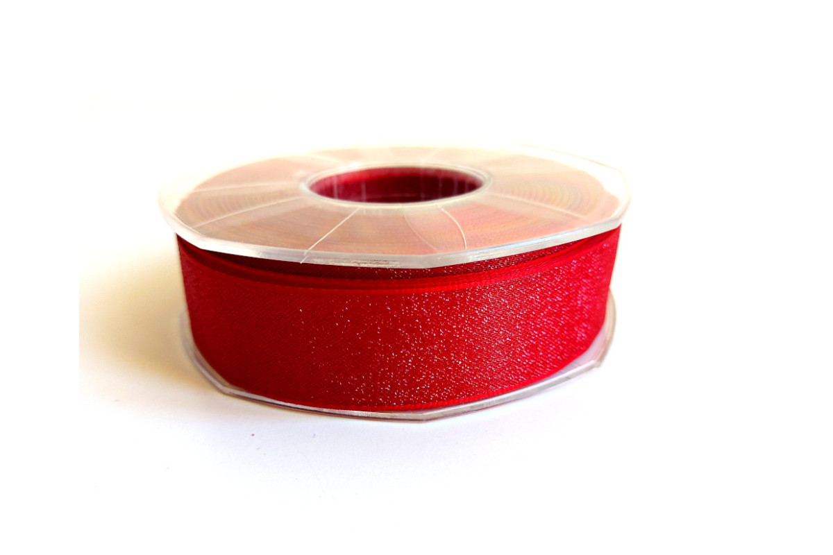 Nastro Organza Lurex Rosso Granato - 25 mm Nastro Organza Lurex Rosso Granato - 25 mm