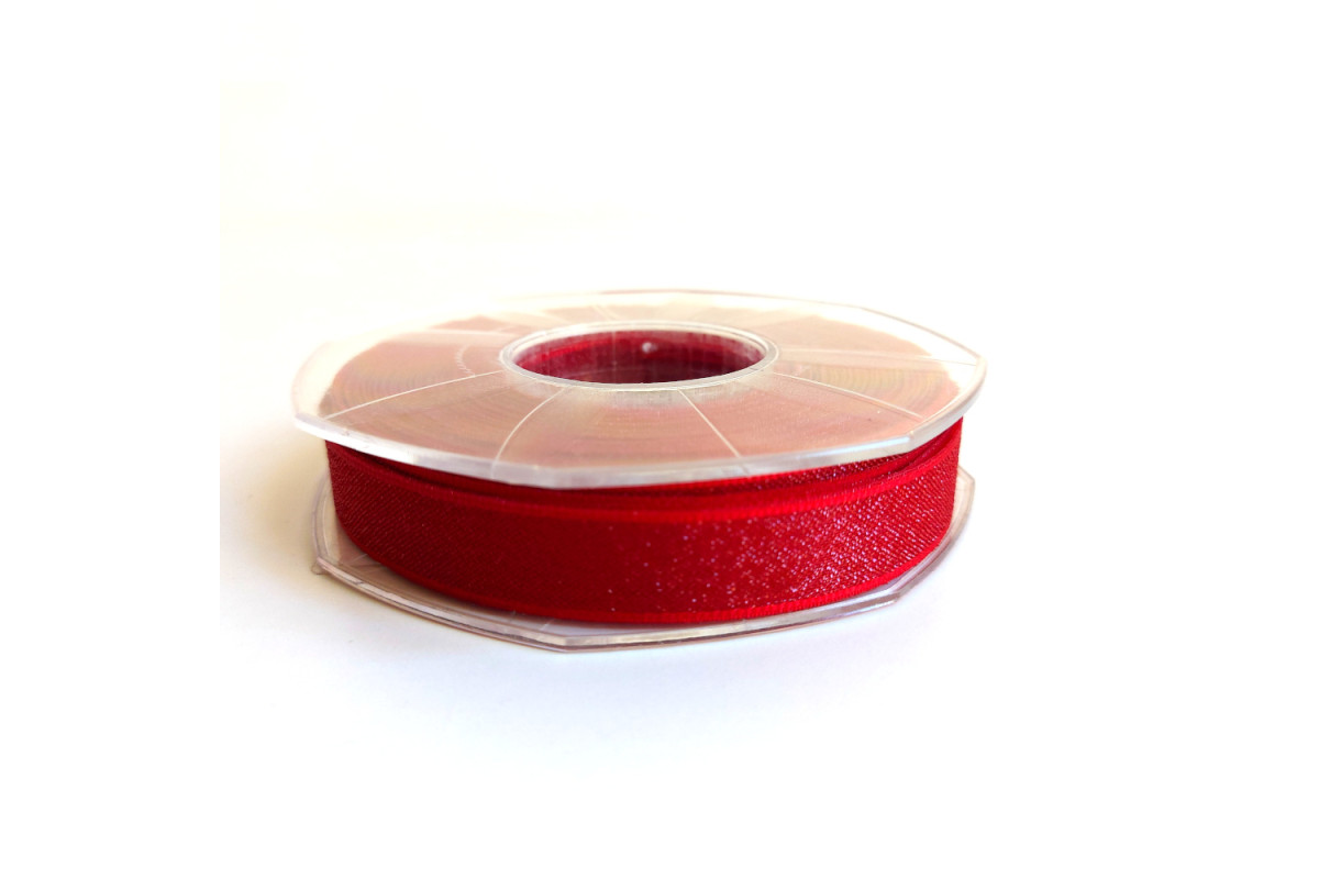 Nastro Organza Lurex Rosso Granato - 15 mm