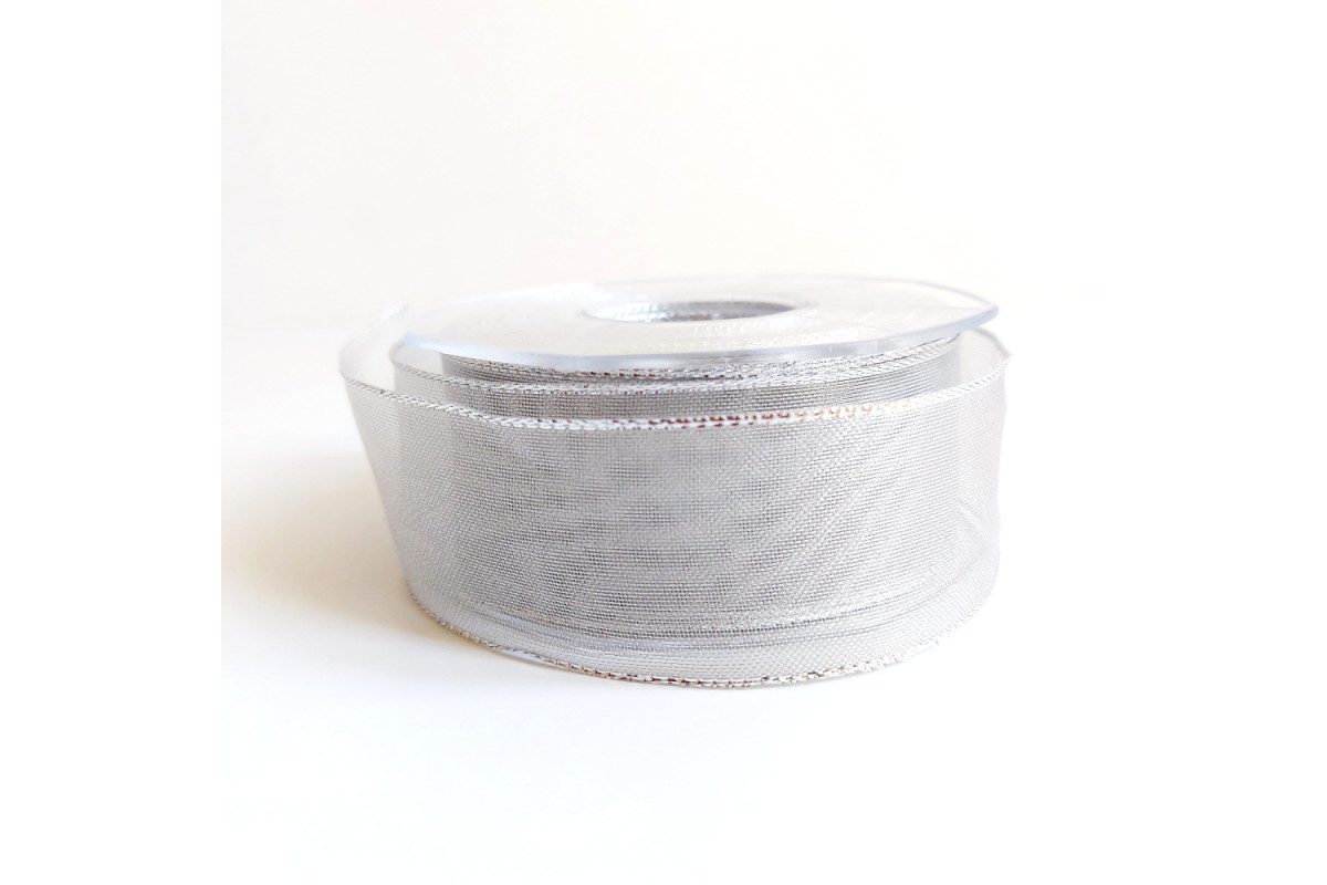 Silver Lurex Ribbon - Size 40 mm