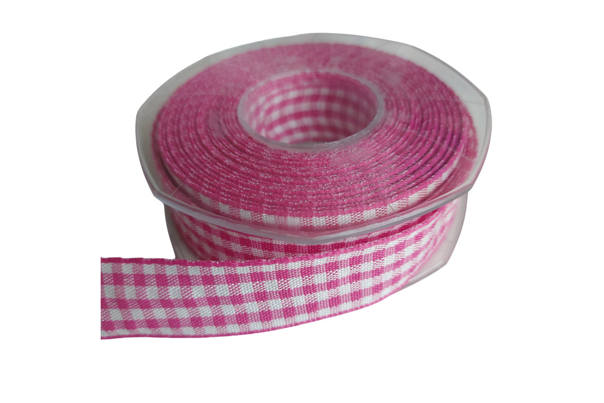 Vichy Ribbon - 25 mm Width - Color Dark Pink