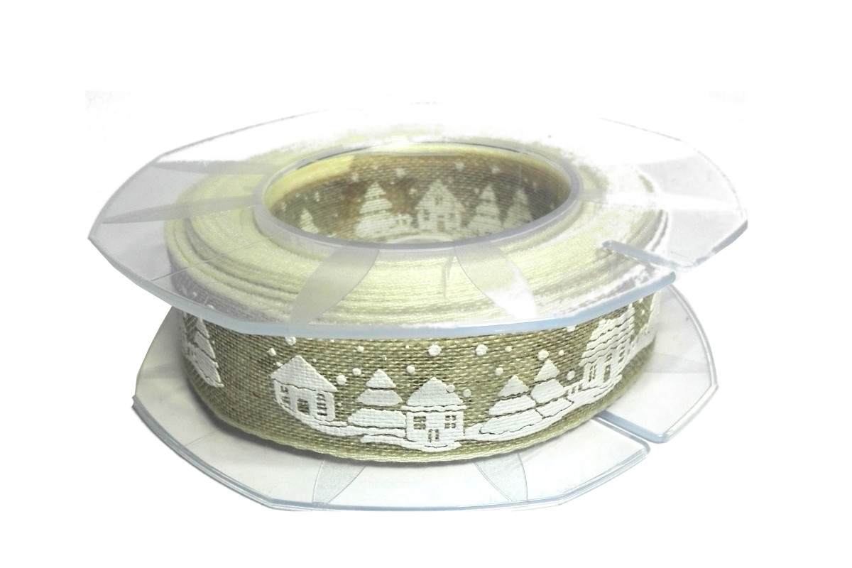 Christmas Decorative Linen Ribbon - Winter Landscape Christmas Decorative Linen Ribbon - Winter Landscape