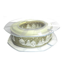 Christmas Decorative Linen Ribbon - Winter Landscape