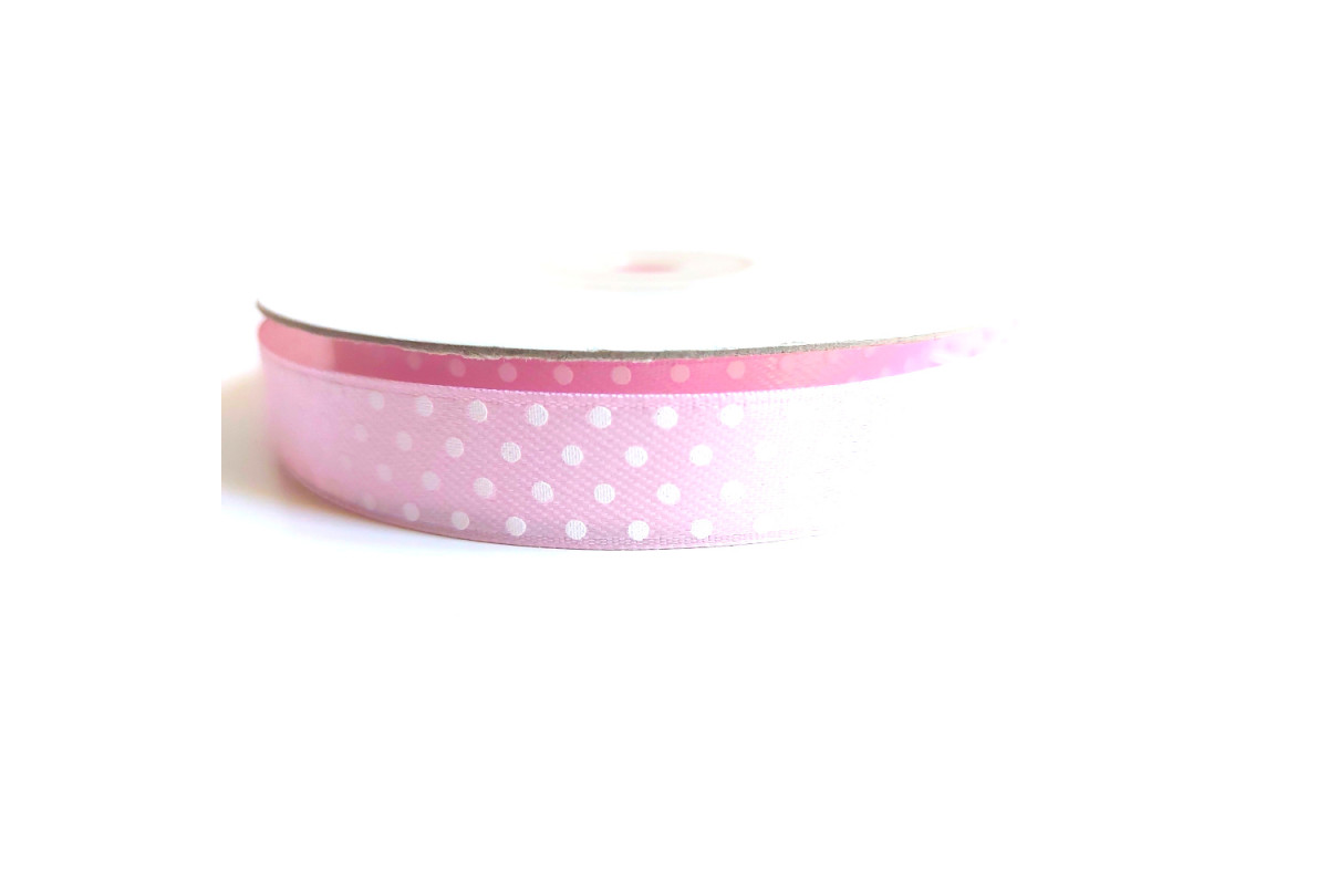 Pois Satin Ribbon - Pink - 20 mm