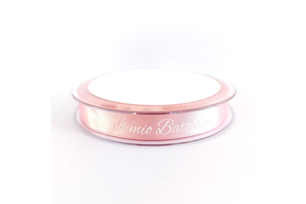 Cinta de Raso Il Mio Battesimo - Rosa Polvo - 15 mm