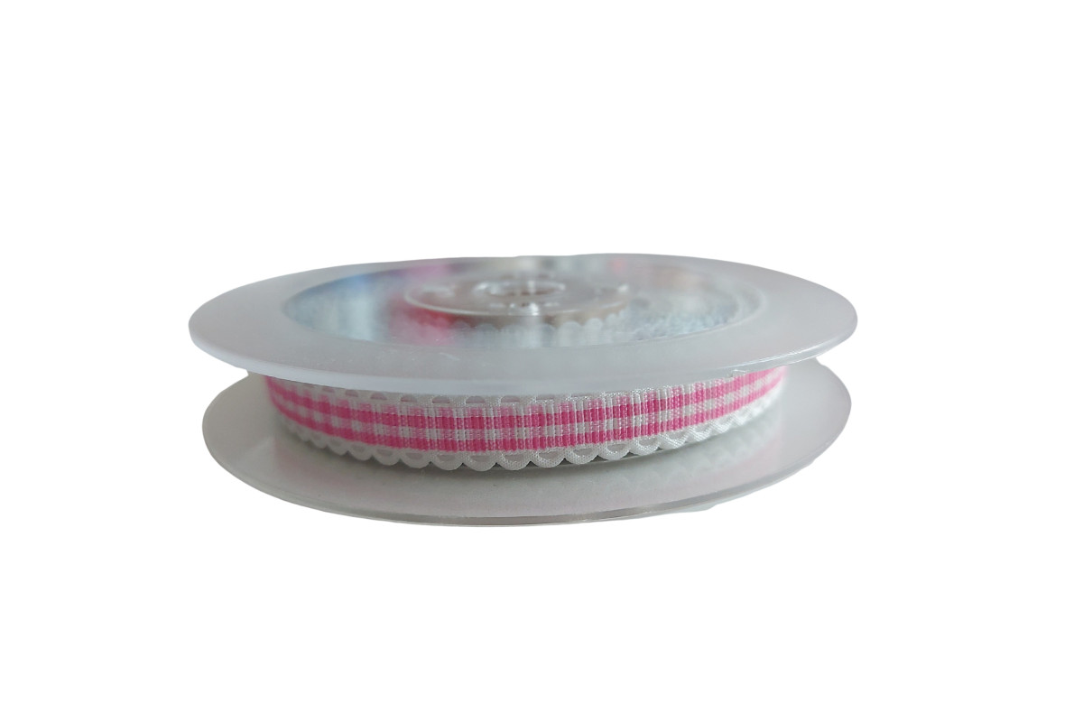 Nastro a Quadretti con Smerlo - Rosa Nastro a Quadretti con Smerlo - Rosa