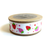Nastro con Fragole da 20 mm - Rotolo da 5 metri Nastro con Fragole da 20 mm - Rotolo da 5 metri