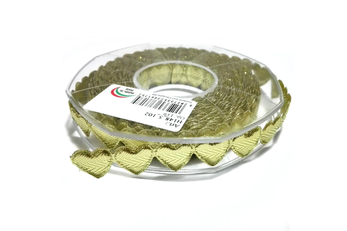 Cinta Corazon Acolchada Color Oro - Ancho 15 mm Cinta Corazon Acolchada Color Oro - Ancho 15 mm