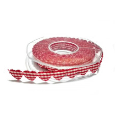 Nastro Cuore Imbottito da 15 mm - Colore Quadri Rosso Nastro Cuore Imbottito da 15 mm - Colore Quadri Rosso