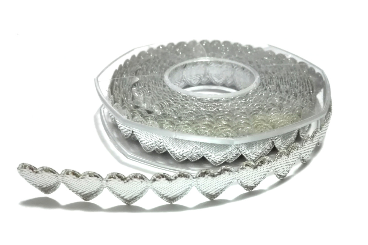 Cinta Corazon Acolchada Color Plata - Ancho 15 mm Cinta Corazon Acolchada Color Plata - Ancho 15 mm