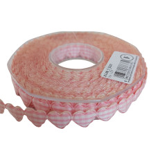 Nastro Cuore Imbottito da 15 mm - Colore Quadri Rosa Nastro Cuore Imbottito da 15 mm - Colore Quadri Rosa