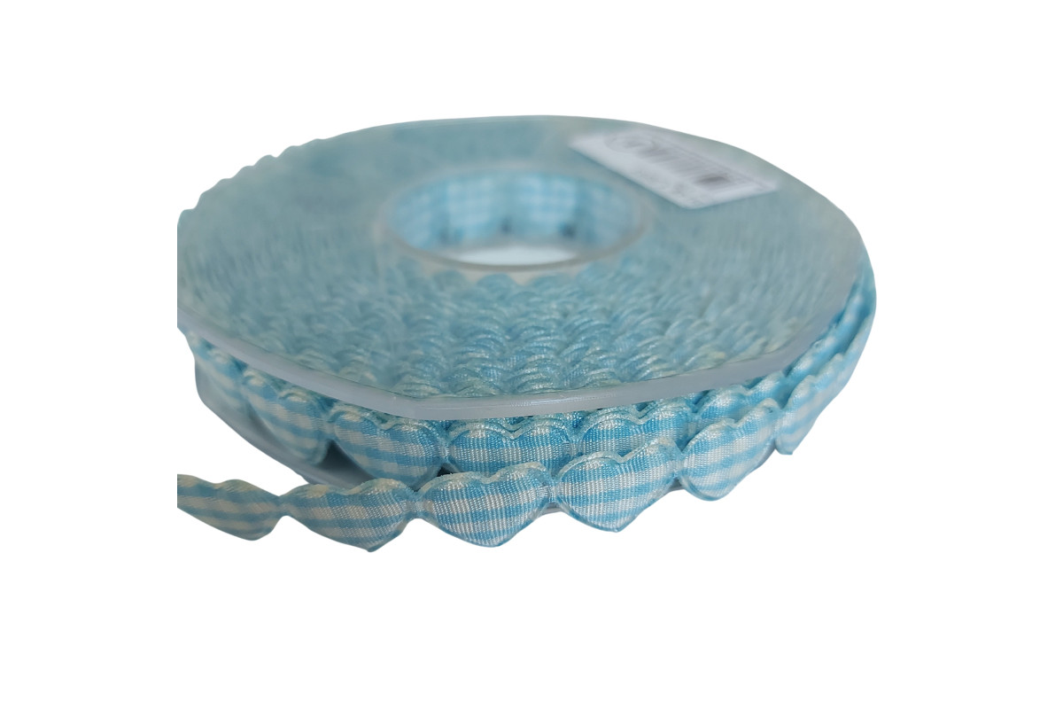 Nastro Cuore Imbottito da 15 mm - Colore Quadri Azzurro Nastro Cuore Imbottito da 15 mm - Colore Quadri Azzurro