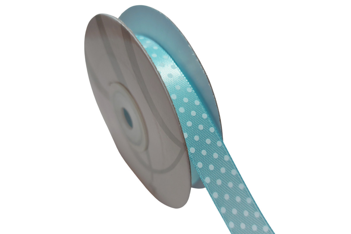 Cinta de Raso a Pois - Celeste - 13 mm Cinta de Raso a Pois - Celeste - 13 mm