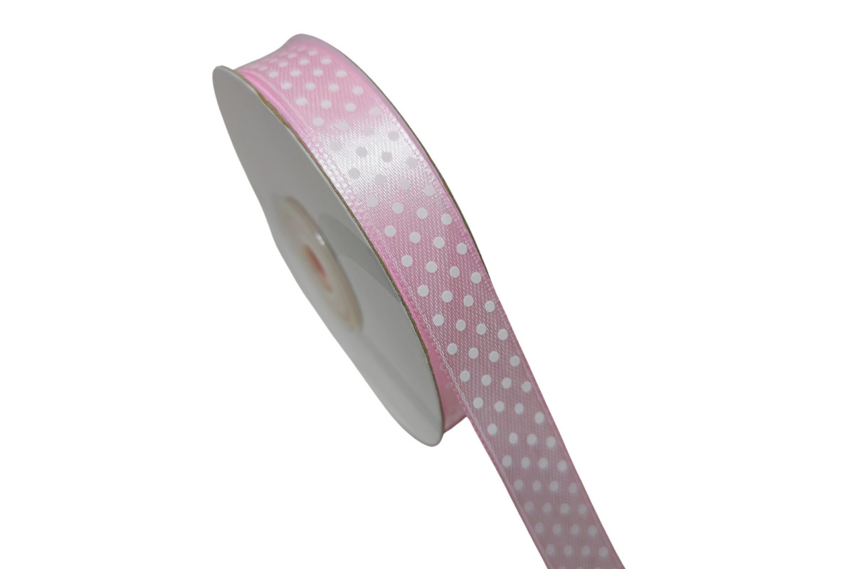 Pois Satin Ribbon - Pink - 13 mm