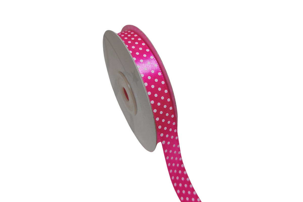 Cinta de Raso a Pois - Fuxia - 13 mm Cinta de Raso a Pois - Fuxia - 13 mm