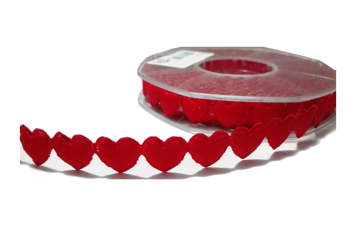 Nastro Cuore Imbottito da 15 mm - Colore Rosso Nastro Cuore Imbottito da 15 mm - Colore Rosso