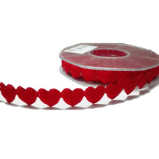 Cinta Corazon Acolchada Color Rojo - Ancho 15 mm