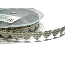 Nastro Cuore Imbottito da 15 mm - Colore Quadri Tortora