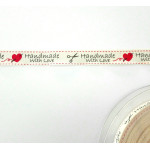Hand Made with Love Ribbon - Cream with Red Heart Hand Made with Love Ribbon - Cream with Red Heart