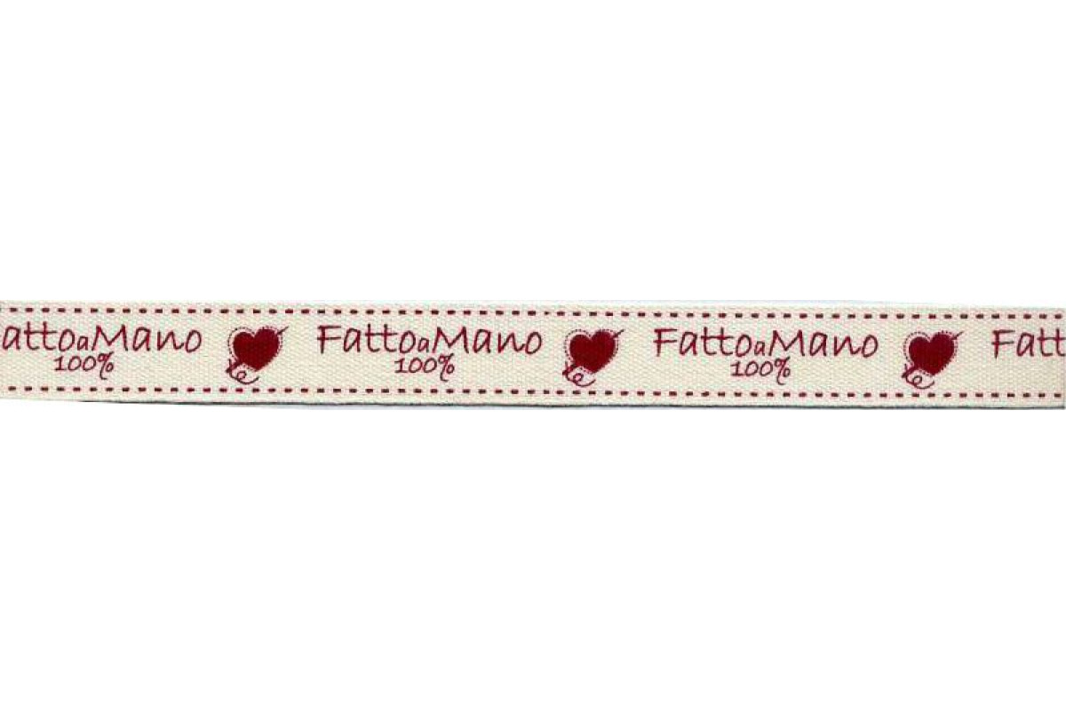 Nastro Panna con Cuori Rossi - Fatto a Mano Nastro Panna con Cuori Rossi - Fatto a Mano