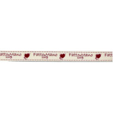 Hand Made Ribbon - Cream with Red Heart