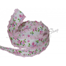 Pink Ribbon with Flowers - Width 25mm