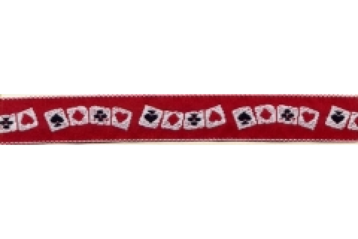 Jacquart Ribbon - Playing Cards - Red - Width 2 cm Jacquart Ribbon - Playing Cards - Red - Width 2 cm