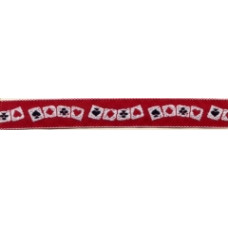 Nastro Jacquard - Carte da Gioco - Rosso - Altezza 2 cm Nastro Jacquard - Carte da Gioco - Rosso - Altezza 2 cm