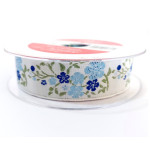 Nastro Jacquard - Tralci di Fiori Blu - Altezza 30 mm Nastro Jacquard - Tralci di Fiori Blu - Altezza 30 mm