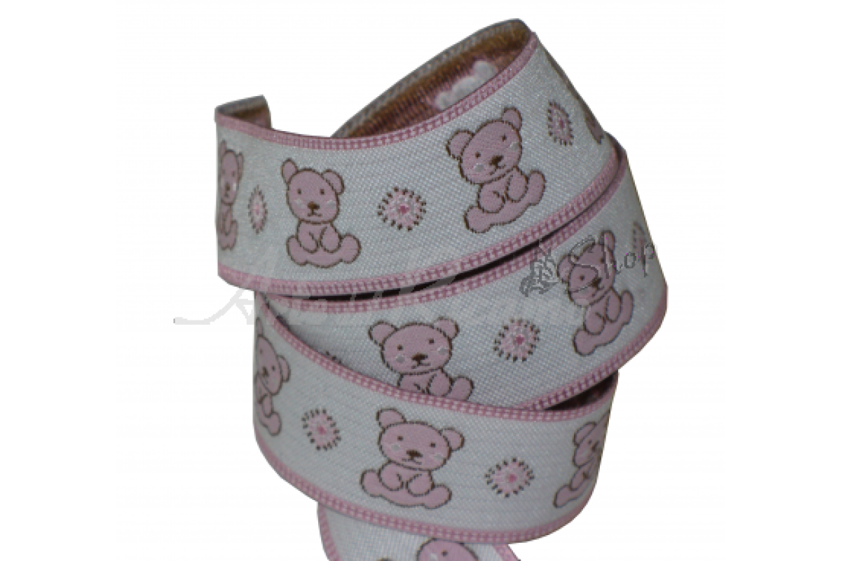 Pink Passementerie with Bears - Width 25mm