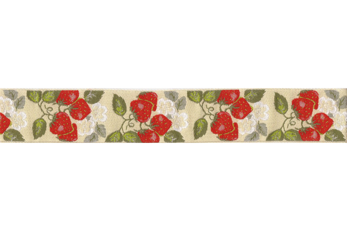 Nastro Jacquard - Fragole - Altezza 5 cm Nastro Jacquard - Fragole - Altezza 5 cm
