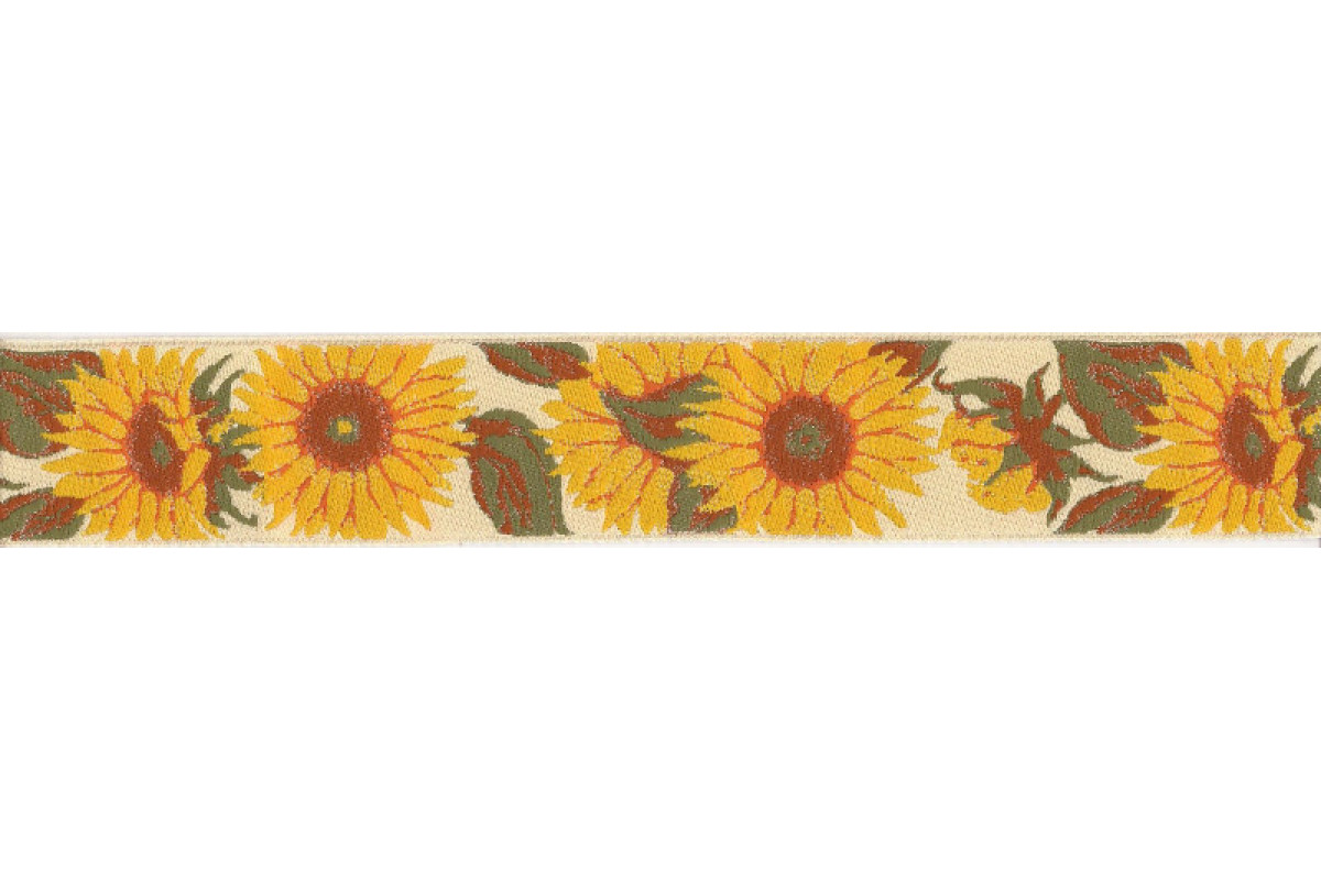 Jacquard Ribbon - Sunflowers -  Width 5 cm